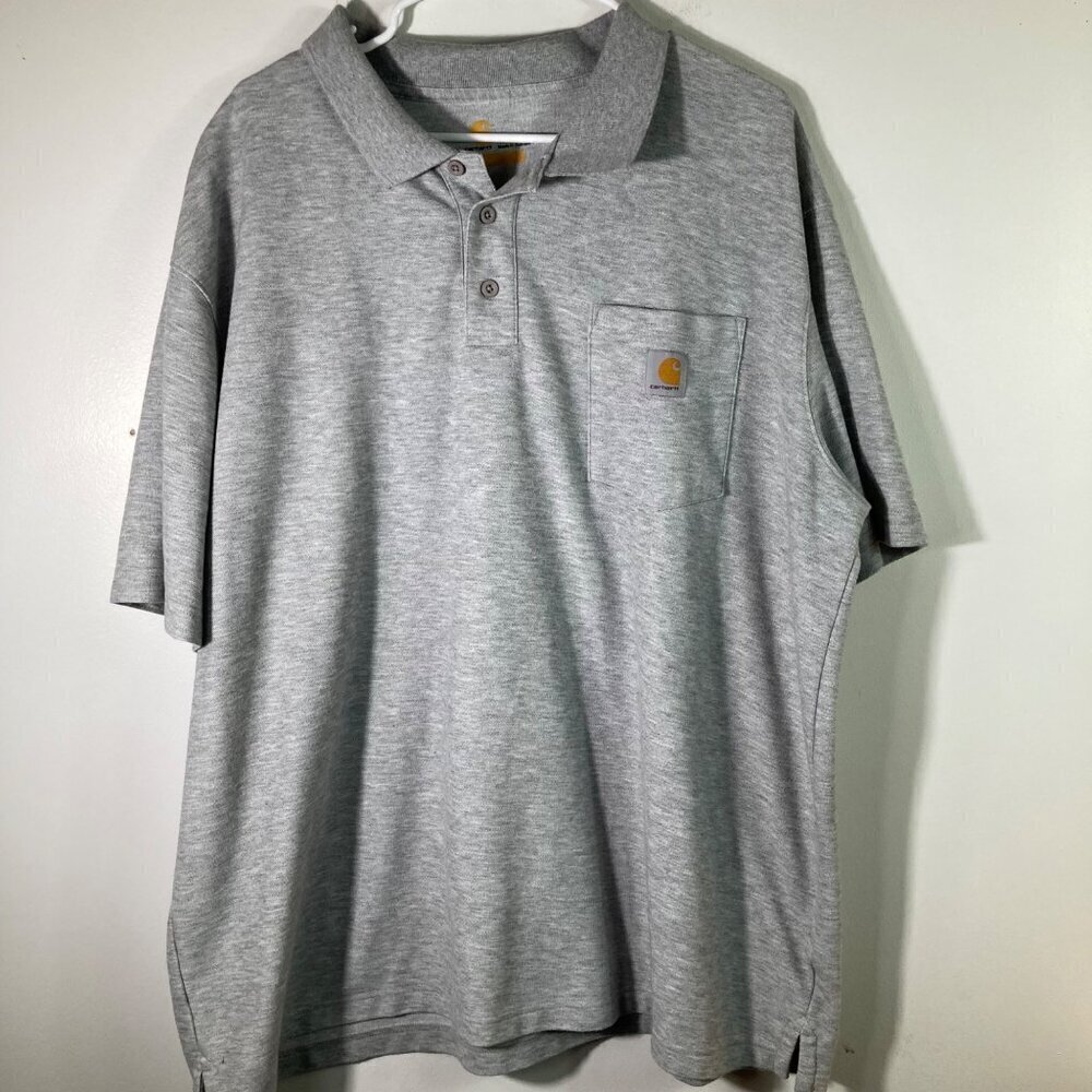 Mens Carhartt Original Fit Short Sleeve Polo Shirt Light Gray 2XL K570 HGY
